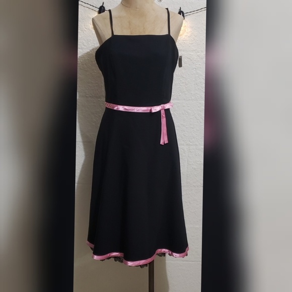 A. Byer Black w Pink Fit & Flare Dress  Size 13 NWT - Picture 1 of 3